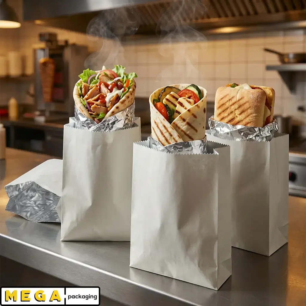Foil Bag x500 insulated foil lined paper bags 500 pack 7x9x12 inches heat retention hot food takeaway kebab burger UK