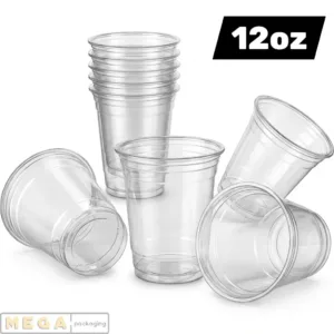 Plastic Cup 12oz x1000 clear disposable PET cup 92mm rolled rim cold beverage cup 1000 pack bulk wholesale cafe restaurant takeaway smoothie iced coffee cup
