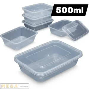 Micro Container 500ml x250 microwave safe plastic food storage container clear transparent heavy duty 250 pack bulk wholesale