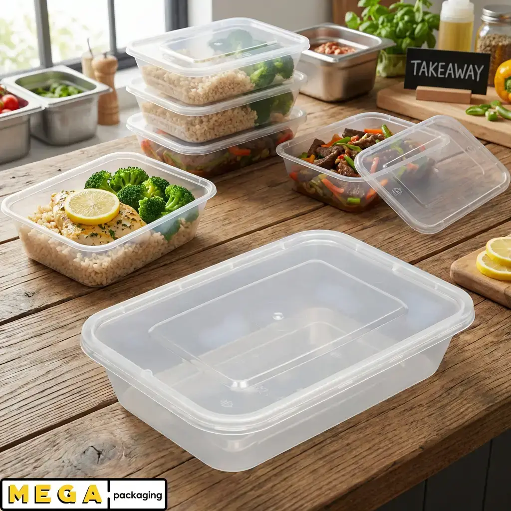 Micro Container 500ml x250 microwave safe plastic food storage container clear transparent heavy duty 250 pack bulk wholesale