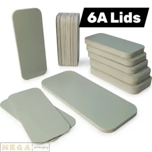 Lid - 6A x500 silver foil-laminated board polyboard 215mm 165mm secure-fit leak-resistant recyclable food-grade takeaway UK