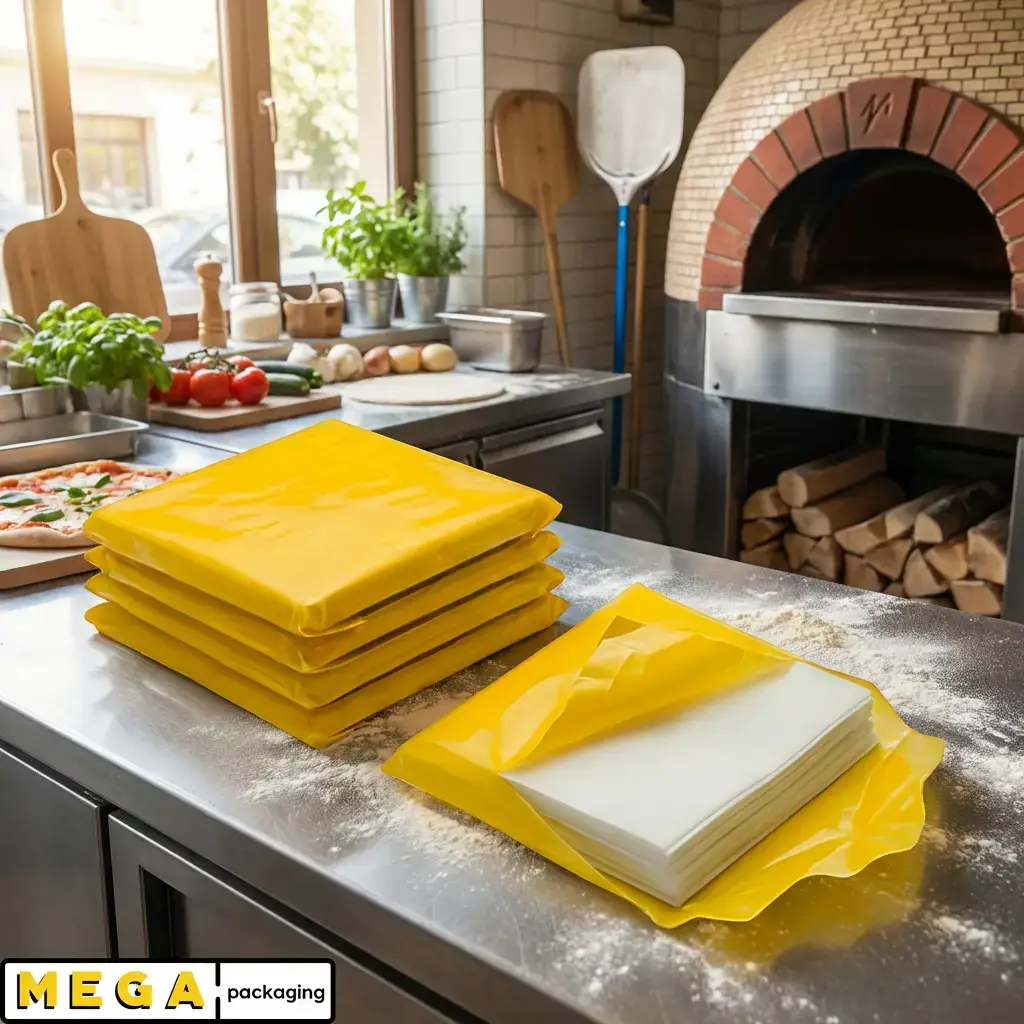 Pizza Box Grease Liner 9x9 inch 4kg white greaseproof paper 2000 sheets 40 GSM prevents grease staining UK