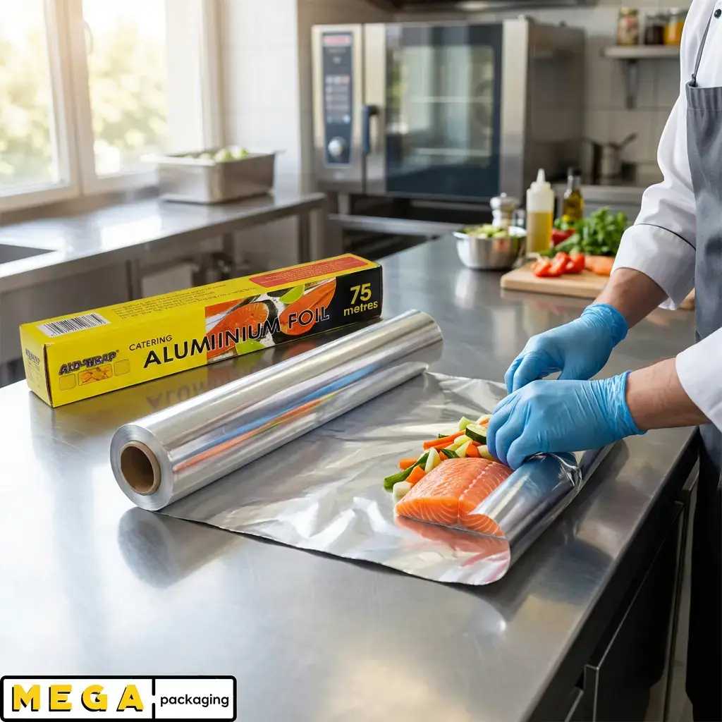 Aluminium Foil Roll Large x1 450mm 18 inch width 75m length 11 microns catering foil food wrapping UK