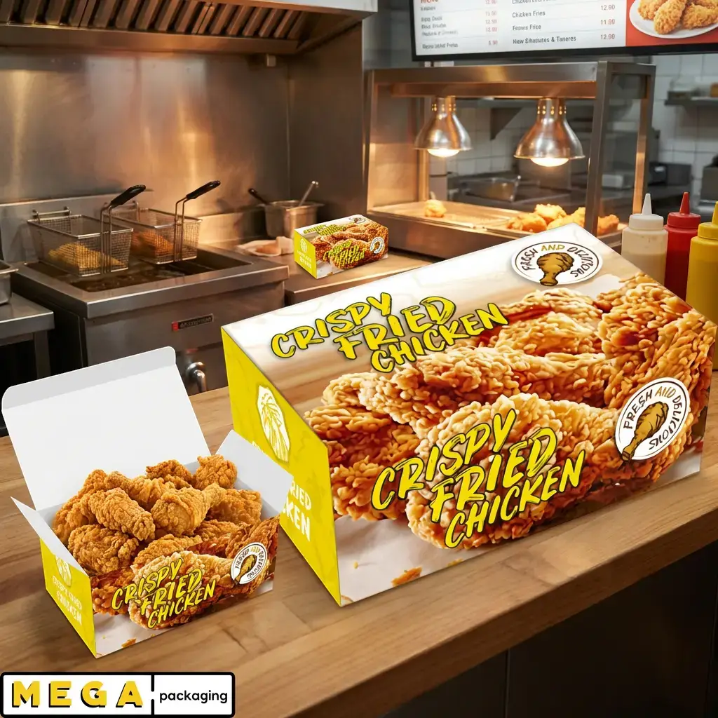 Chicken Box - FC3 x200 large family chicken box kraft paperboard grease-resistant breathable takeaway fast food UK