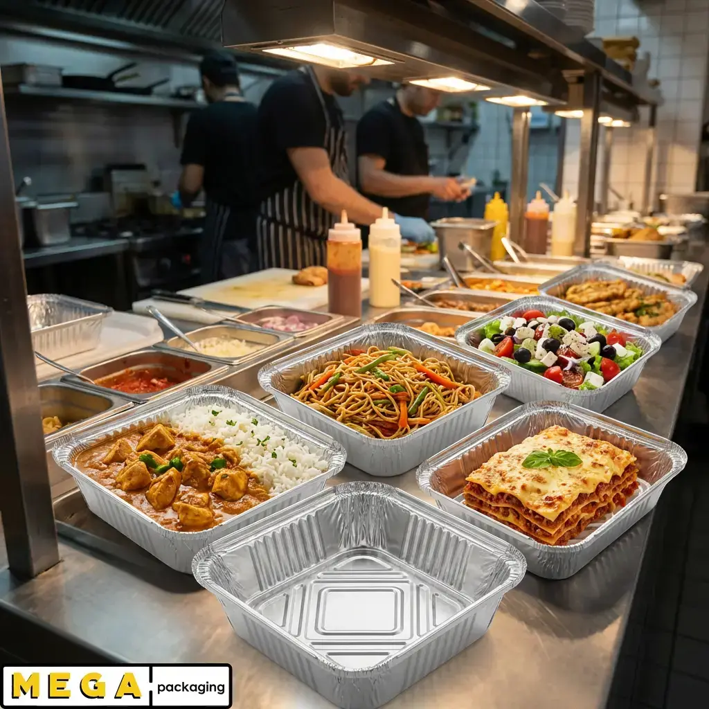 Aluminium Container - No2 x1000 silver foil 450ml rectangular oven-safe freezer-safe recyclable food-grade takeaway UK