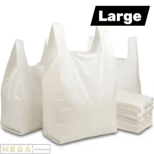Plastic Carrier Bag Large x1000 white vest handle carrier bags 1000 pack 11x17x21 inches HDPE supermarket retail UK