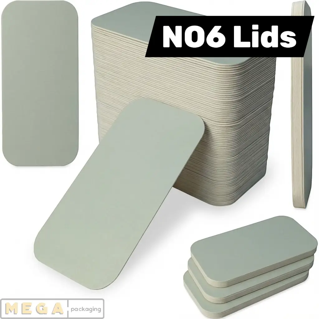 Lid - NO6 x500 silver foil-lined board polyboard 213mm 110mm secure-fit leak-resistant recyclable food-grade takeaway UK